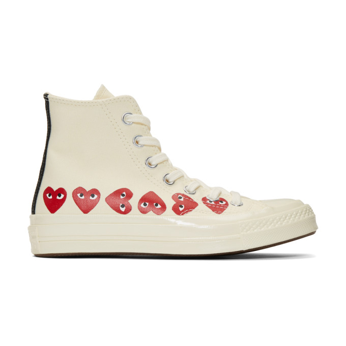 Comme des Garcons Play Off-White Converse Edition Multiple Hearts Chuck 70 High Sneakers