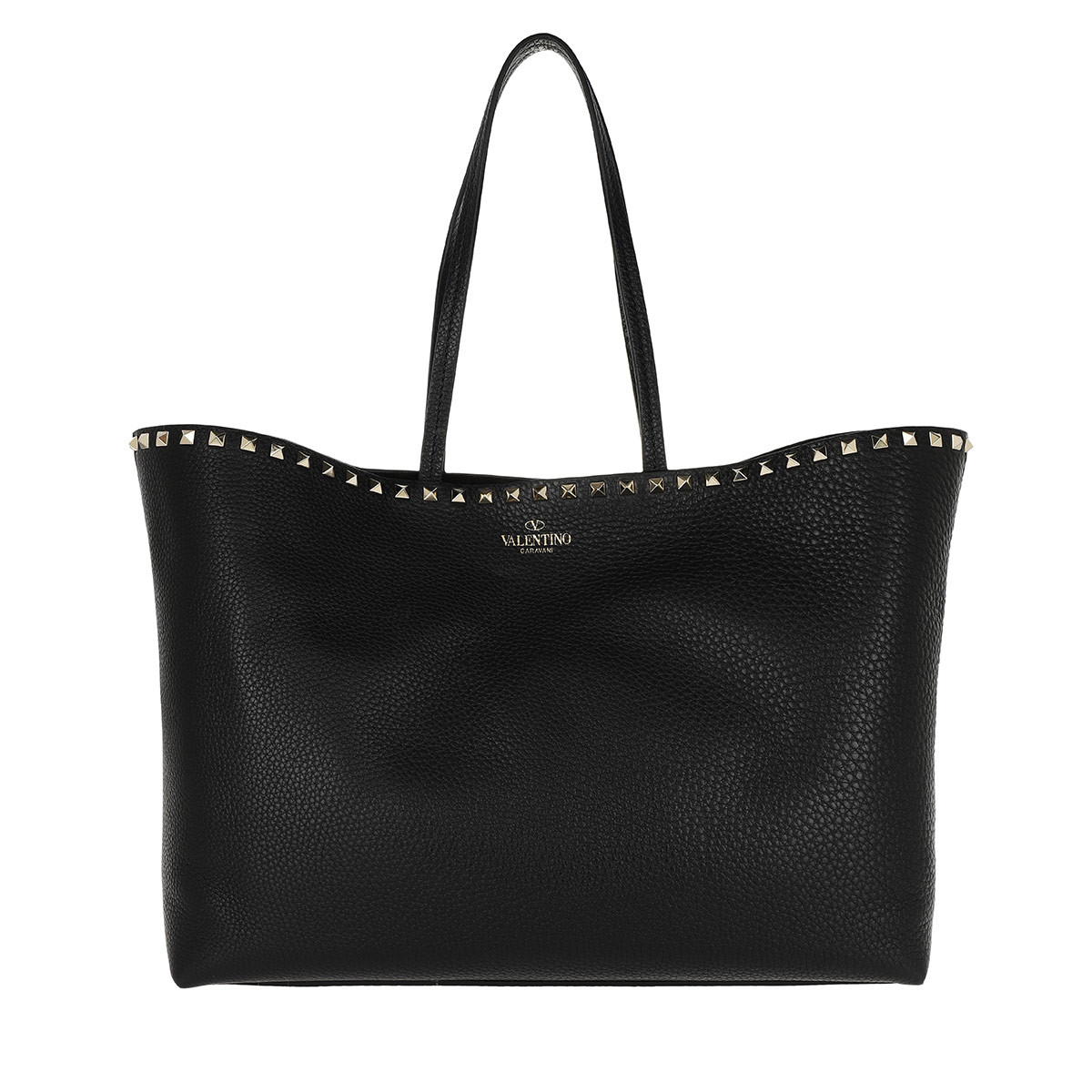 Valentino Shopper - Rockstud Studded Shopping Bag Leather Black - in schwarz - für Damen