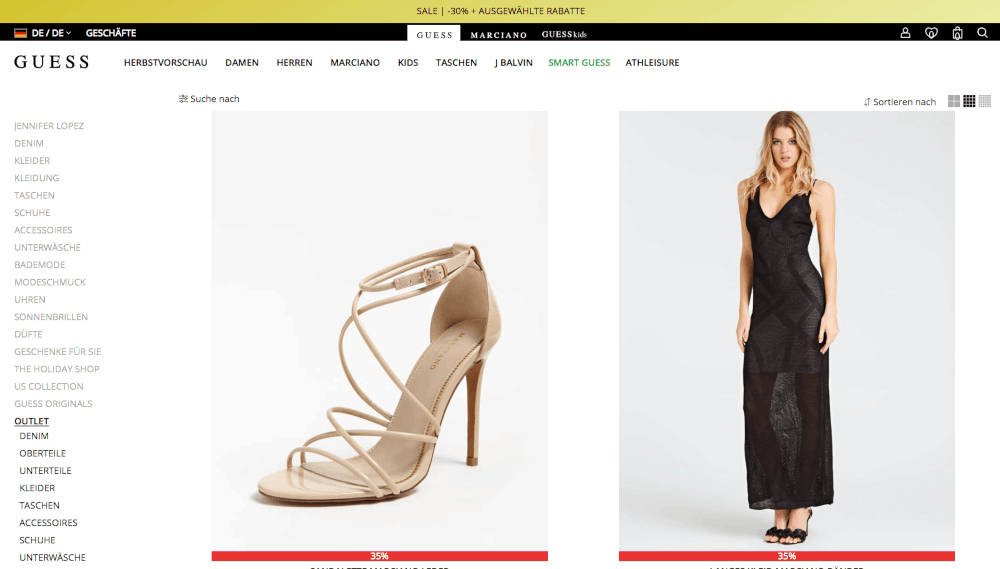 guess outlet website