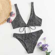 Dalmatian Tie Back Bikini Swimsuit