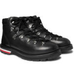 MONCLER - Striped Full-Grain Leather Boots - Men - Black