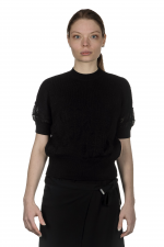 Y's Yohji Yamamoto Damen Cropped-Pullover mit gestricktem Design schwarz