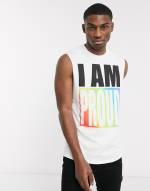 Levi's - Community - Ärmelloses T-Shirt mit Regenbogenfarben-Weiß