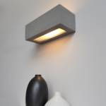 home24 Spot Light LED-Wandleuchte Block II Glühlampe Modern Grau Keramik/Glas 1-flammig E27 31x10x14 cm (BxHxT)