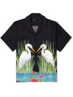 AMIRI - Camp-Collar Printed Silk-Twill Shirt - Men - Black - L