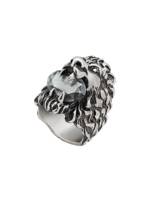 Gucci Löwenkopf-Ring mit Kristallen - Silber