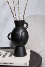 Womens Vase Mit Amira Gesicht Und Henkeln - Black - One Size, Black