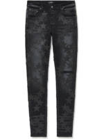 AMIRI - Chemist Slim-Fit Leather-Appliquéd Distressed Stretch-Denim Jeans - Men - Black - UK/US 30