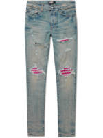 AMIRI - MX1 Slim-Fit Leather-Panelled Jeans - Men - Blue - UK/US 28