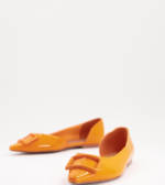 ASOS DESIGN Wide Fit - Lozzy - Spitze D'Orsay-Ballerinas aus Lack in Orange