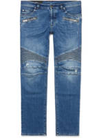 Balmain - Slim-Fit Panelled Distressed Jeans - Men - Blue - UK/US 31