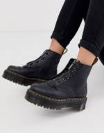 Dr Martens - Sinclair - Schwarze Stiefel aus gewalktem Leder mit Reißverschluss und Flatform