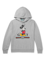 Gucci - Disney Logo-Print Mélange Loopback Cotton-Jersey Hoodie - Men - Gray - XS