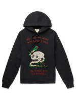 Gucci - Embroidered Loopback Cotton-Jersey Hoodie - Men - Black - L