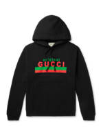 Gucci - Logo-Print Loopback Cotton-Jersey Hoodie - Men - Black - XS