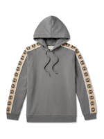 Gucci - Oversized Webbing-Trimmed Loopback Cotton-Jersey Hoodie - Men - Gray - S