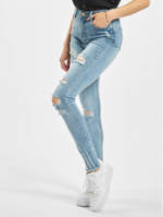 Missguided Frauen High Waist Jeans Authentic Rip Wash Skinny in blau