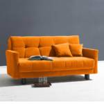Design Sofa in Gelb Velours Schlaffunktion