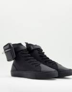ASOS DESIGN - Dexie - Sneaker in Schwarz mit hohem Schaft und kleiner Tasche
