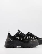 ASOS DESIGN - Diazo - Klobige Sneaker in Schwarz mit Nieten