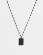 ASOS DESIGN - Dünne Halskette in Mattschwarz mit schwarzem Achat-Anhänger, 1 mm