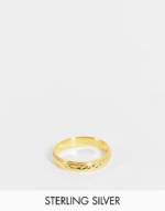 ASOS DESIGN - Ring für den kleinen Finger aus Sterlingsilber mit Durchbrucharbeit und 14-karätiger Vergoldung-Goldfarben