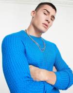 ASOS DESIGN - Strukturierter Muskel-Pullover in Blau