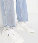 Polo Ralph Lauren x ASOS - Exclusive Collab - Hallenturnschuhe in Creme mit Polospielerlogo-Weiß