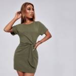 Solid Knot Side Fitted Dress