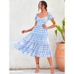Tied Backless Gingham Dress