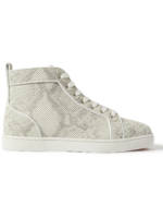 Christian Louboutin - Louis Perforated Snake-Effect Leather High-Top Sneakers - Men - White - EU 42.5