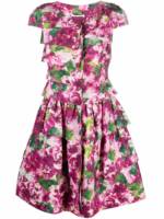 Oscar de la Renta Gestuftes Kleid mit Blumen-Print - Rosa