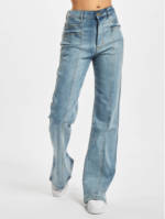 Urban Classics Frauen High Waist Jeans Ladies Straight Slim Denim in blau
