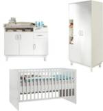 roba® Babyzimmer-Komplettset "Nordic, weiß", (Set, 3-St), mit Kinderbett, Wickelkommode und 2-trg. Kleiderschrank, Made in Europe