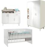 roba® Babyzimmer-Komplettset "Nordic, weiß", (Set, 3-St), mit Kinderbett, Wickelkommode und 3-trg. Kleiderschrank, Made in Europe
