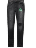 AMIRI - Skinny-Fit Logo-Print Distressed Jeans - Men - Black - UK/US 28
