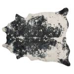 Kunstfell Teppich Schwarz und Weiß mit Goldenen Akzenten 150 x 200 cm Webpelz Kuh Fellform Pelzimitat Überwurf für Sofa Sessel Stühle - Schwarz