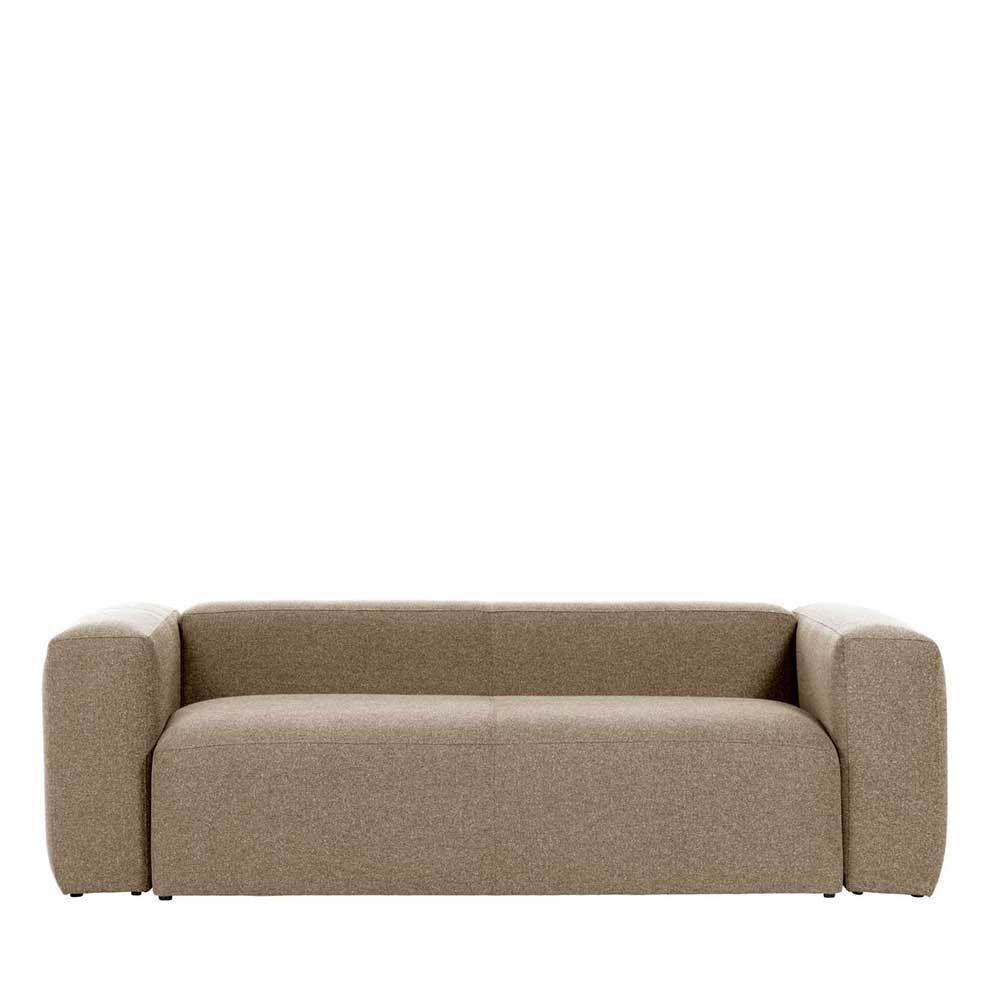 Wohnzimmer Couch in Beige Chenille Bezug