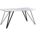 Esstisch Weiß und Schwarz 150 x 80 cm MDF Tischplatte Marmor Optik Matt mit Metallbeinen Rechteckig Modern Glamour Esszimmer Küche Wohnküche - Weiß