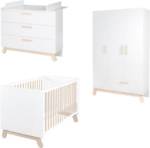 roba® Babyzimmer-Komplettset "Clara, Weiß", (Set, 3-St), mit Kinderbett, Kleiderschrank & Wickelkommode, Made in Europe