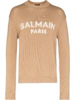 Balmain Pullover mit Intarsien-Logo - Nude