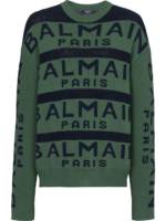 Balmain Pullover mit Logo-Muster - Grün