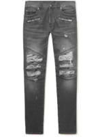 Balmain - Skinny-Fit Distressed Panelled Jeans - Men - Black - 31