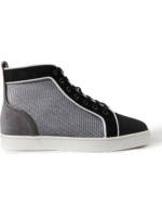 Christian Louboutin - Louis Orlato Suede-Trimmed Mesh and Leather High-Top Sneakers - Men - Black - 40