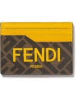 Fendi - Logo-Print Coated-Canvas and Leather Cardholder - Men - Brown