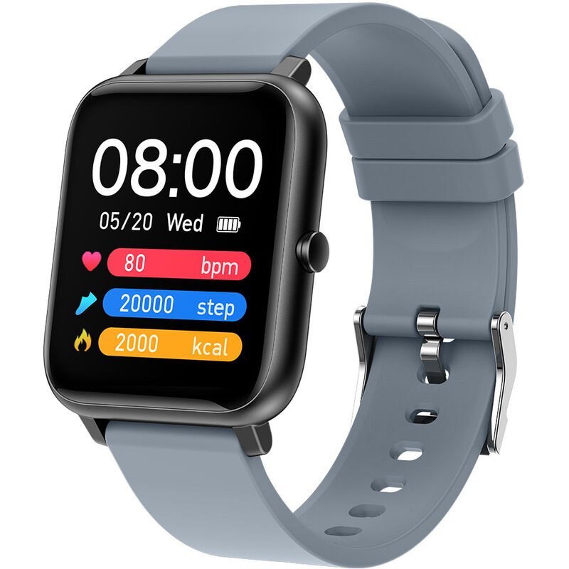 Herren Smartwatch Aktivitätstracker Bildschirm Blutsauerstoffsättigung Herzfrequenz Wasserdicht Fitnessuhr Schrittzähler - grau