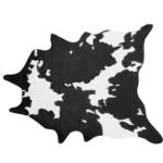 Kunstfell Teppich Schwarz und Weiß 130 x 170 cm Webpelz Kuh Fellform Pelzimitat Bettvorleger Läufer Überwurf für Sitzmöbel Sofa Sessel Stühle - Weiß