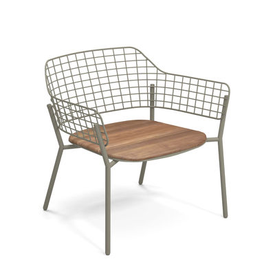 Lyze Lounge Sessel / Sitzfläche Teakholz - Emu - Grau/Holz natur