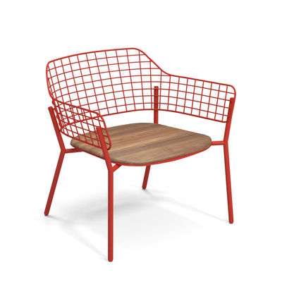 Lyze Lounge Sessel / Sitzfläche Teakholz - Emu - Rot/Holz natur