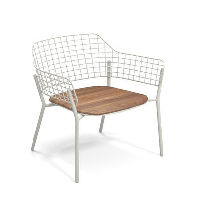 Lyze Lounge Sessel / Sitzfläche Teakholz - Emu - Weiß/Holz natur